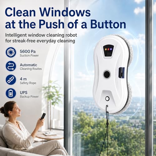osmo offical Robot Cleaner Window Cleaner, Automatic Window Cleaner with Powerful Suction and Water Spray, Intelligent Navigation and Edge Detection, Remote Control, 3 Cleaning Modes (Wet/Dry) - Image 4