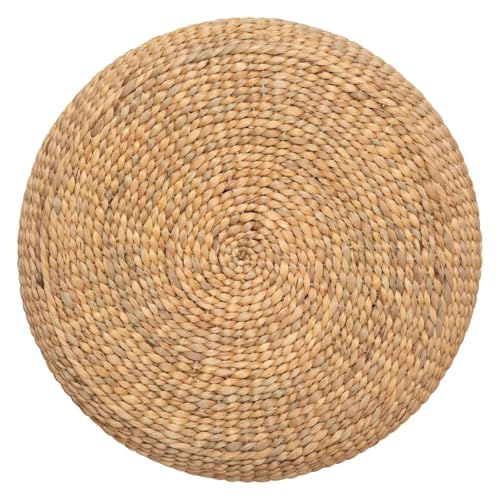 Atmosphera - Sitzhocker Wond - geflochtene Wasserhyazinthe D. 55 cm - Leinen weiß