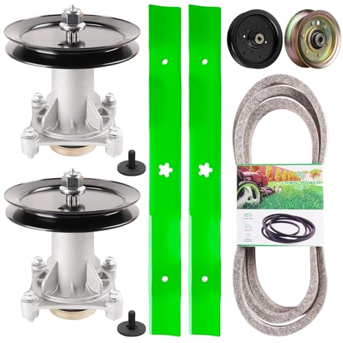 46 Mower Deck Rebuild Kit Fit for Husqvarna YTH22V46 YTH21K46 YTH20K46 YTH23K46 YTH2246 Lawn Mower Includes 2 187292 Spindles 2 195945 Puelly 2 Blades 532403107 2 Idlers 177968 196106 1 Belt 405143