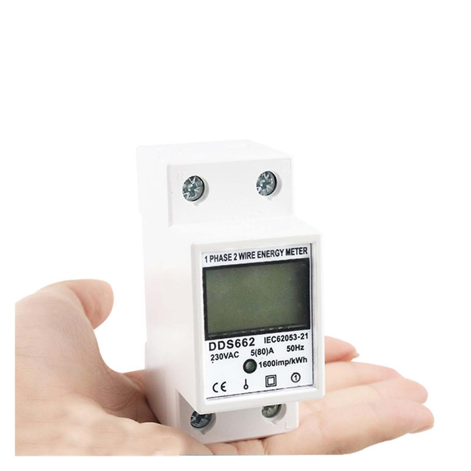 Medidor Inteligente Monitor De EnergíA Medidor De Energía De Riel DIN Monofásico De Dos Cables Pantalla Digital LCD Vatímetro Consumo De Energía Medidor Eléctrico De Energía KWh(Without backlight)