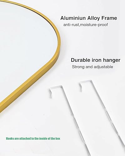 Vista 61 de Espejo de pie arqueado de 71 x 28 pulgadas, espejo de pie dorado de longitud completa para dormitorio, sala de estar, vestidor, espejo alto más