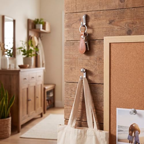 Image of Shimeyao 30 Pieces Push Pin Hooks Push Pin Hangers Thumb Tacks Hook 20 Lbs Metal Hanger Picture Hanging Nails for Wall Wooden Fabric Home Office(Silver)