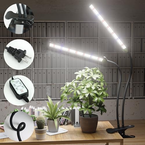 Image of GooingTop LED Grow Light,White Full Spectrum Clip Plant Growing Lamp with High Power Red Blue LEDs for Indoor Plants,Dimming & Optional Auto Timer