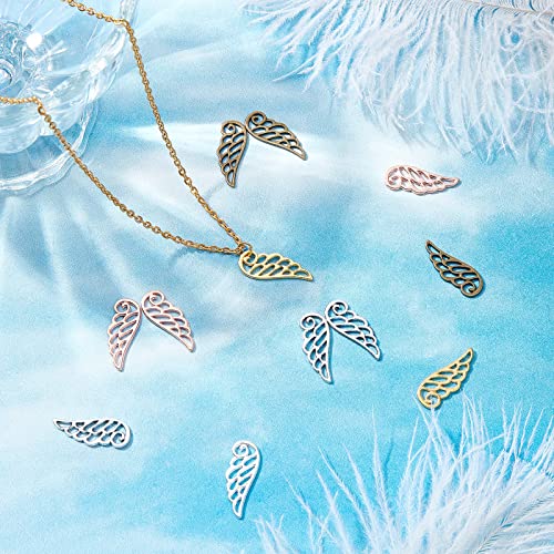 SUPERFINDINGS 100Pcs 5 Colors Tibetan Style Alloy Wings Charms Angel Wings Jewelry Charms Feather Dangle Pendants for DIY Necklace Bracelet Jewelry Making - Image 2
