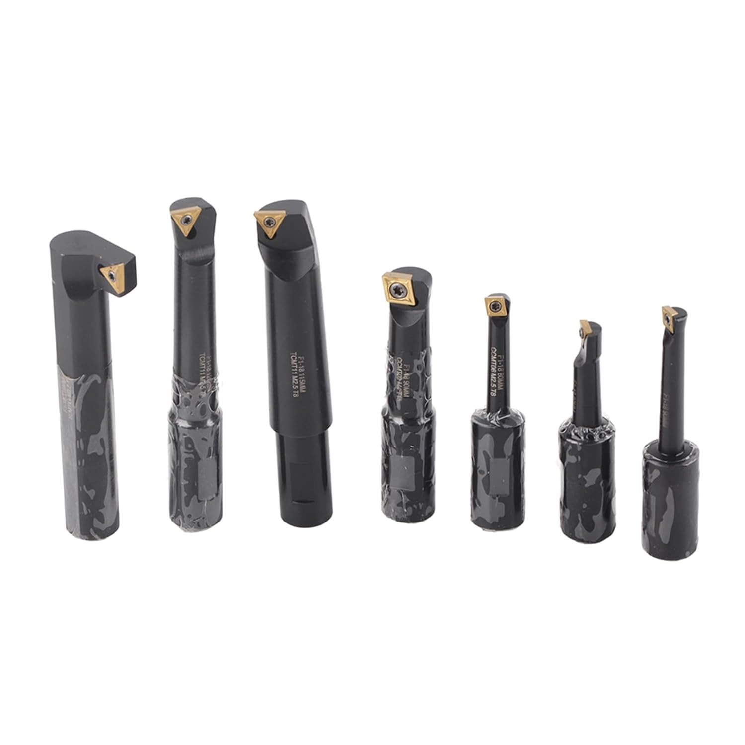 7Pcs B18mm Round Shank Indexable Cemented Carbide Turning Bar Holder F1 18, for Turning Inner Holes and Profi, Includes 7 BWood Block for