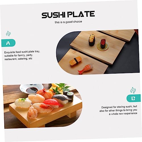 Plato para sushi y postre de bambú Caqui miniatura 3