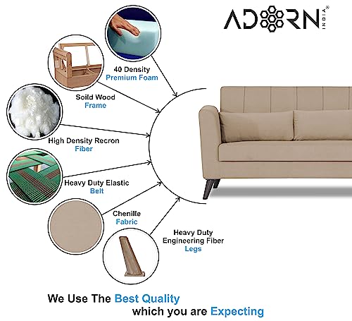 Image of Adorn India Daniel 3+1+1 5 Seater Sofa Set (Beige) (3 Year Warranty)