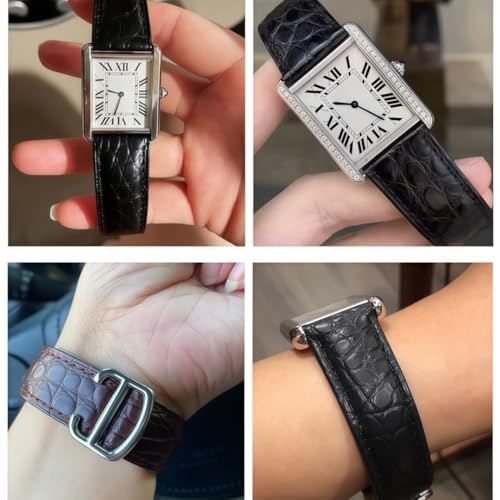 Bracelet montre acier inoxydable et cuir véritable avec boucle déployante