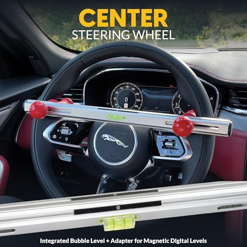 Image of Steering Wheel Level Alignment Tool with Magnetic Torpedo Level - Adjustable 8-15 Inch Universal Fit for DIY Alignment