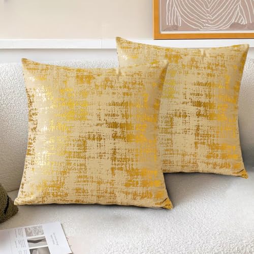 Image of Traziewell Cushion Covers Yellow Velvet Throw Pillow Case Home Decorative for Women Living Room Bedroom Sofa Chair Pillowcases 45X45cm 809
