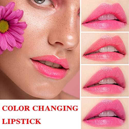 2 Pack Crystal Flower Jelly Lipstick,Ph Magic Temperature Color Change Lipstick Lip Gloss,Lip Stick,Long Lasting Nutritious Moisturizing Color Change Changing Tinted Lip Balm Lipstick Set (5+6) #TOP4