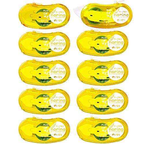 プラス テープのり ノリノビーンズ しっかり貼れる 10個 39-077×10 イエロー
