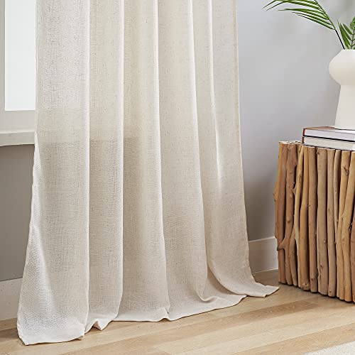 VOILYBIRD Natural Linen Semi Sheer Curtains Tab Top Light Filtering Elegant Curtains & Drapes for Living Room 52 x 84 Inch Length - Image 4