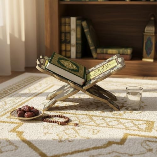 Soporte de madera para libros Dianzan desmontable y expositor de Biblia o Corán 3