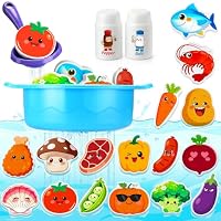 Bath Soup Pot & Float Foam Food, Baby Bath Toys for 1 2 3 4 Year Olds Kids