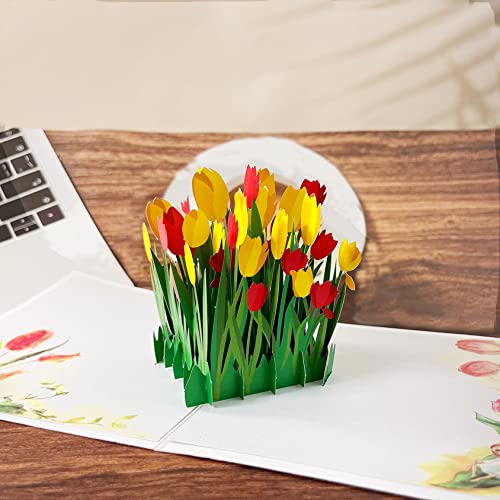 YEPPAI バースデーカード 花立体 飛び出すグリーティングカード 誕生日カード メッセージカード 結婚記念日、母の日、父の日、敬老の日 gift card 寄せ書き (B)