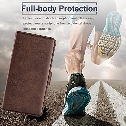 D Dessvon Xiaomi Redmi Note 11 (4G) Wallet Case, Premium Pu Leather Redmi Note 11 4G Case With Magnetic Buckle Card Slots Kickstand Function Flip Phone Case Cover For Redmi Note 11 4G/Note 11S (Brown) #TOP4