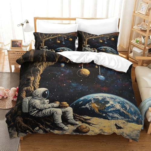 Housse de couette astronaute 220x240cm avec impression 3D haute définition