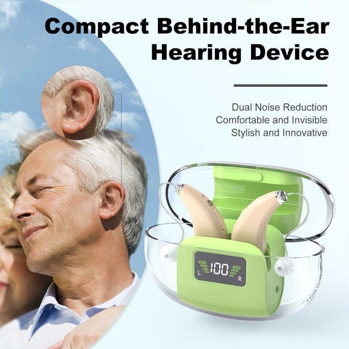 Image of Wireless Hearing AID Rechargeable Ear Hearing Machine for upto 65% Hearing Loss /Bionic Ear Sound Amplifier for Old Age BEIGE