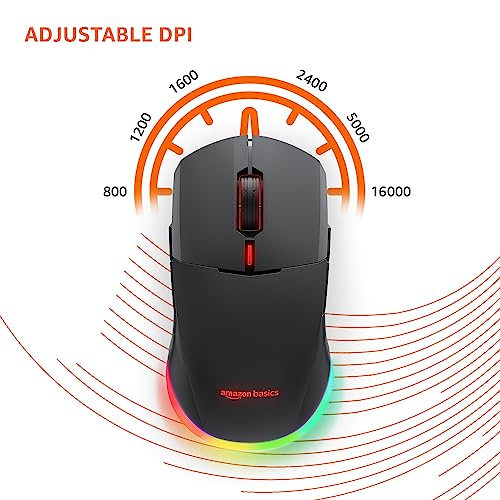 Image of amazon basics - Pro Series - Dual Connectivity Rechargeable Gaming Mouse (Bluetooth /Wireless) with 8 Programmable Buttons, 16000 DPI Optical Sensor