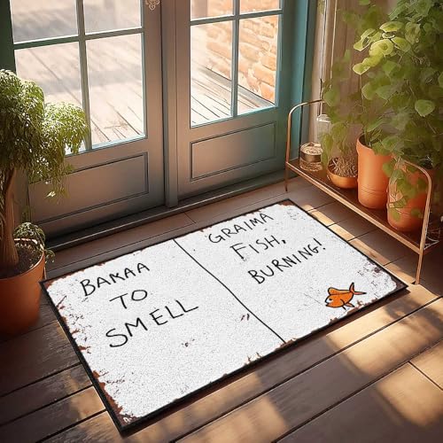 YFOK Indoor Front Door Mat Golden Fish Stands by Burning