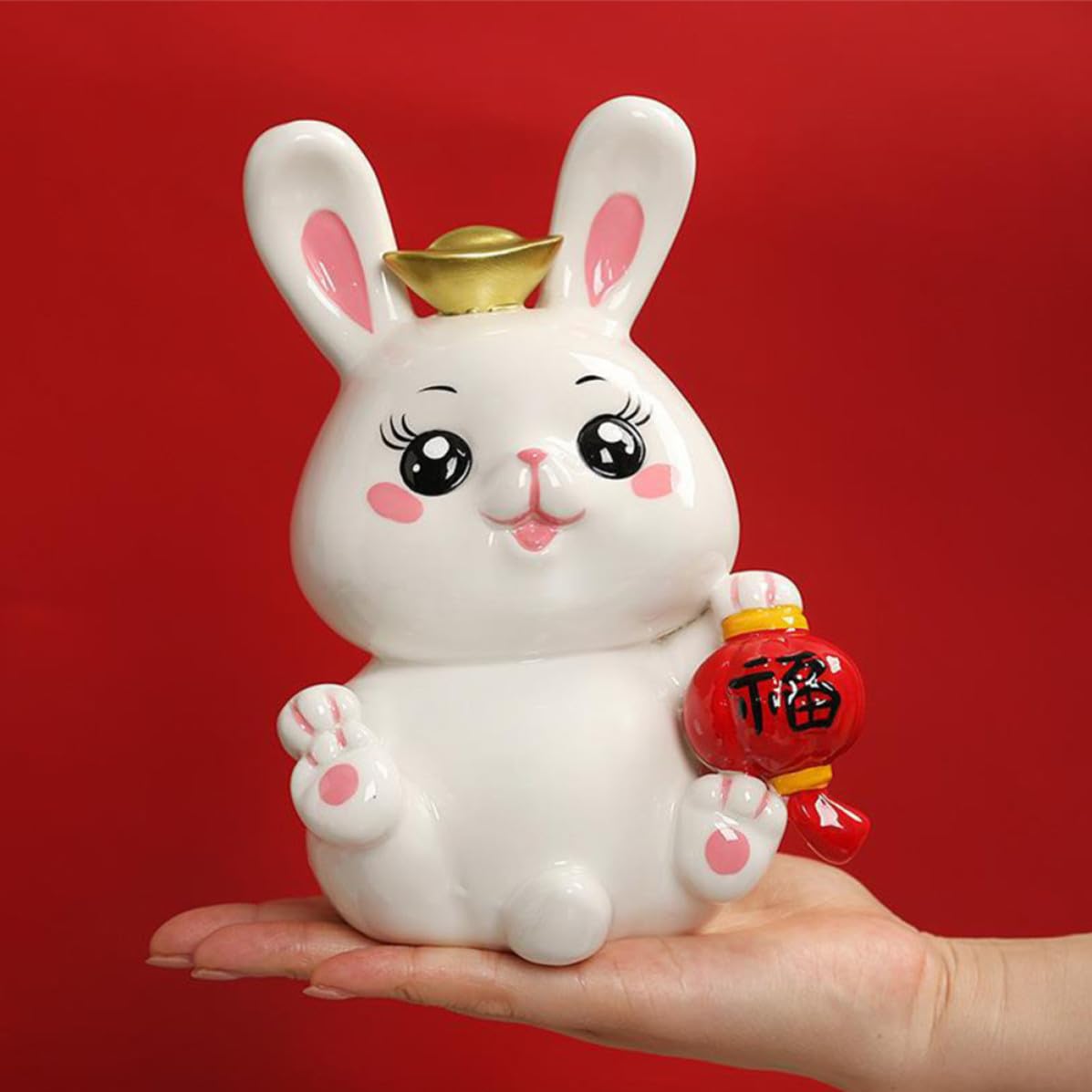 Tirelire Favorise Gestion Financière Lapin Adorable en Céramique Rangement de Pièces, Décoration Simple pour Garçon et Filles pour Chambre ou Bureau