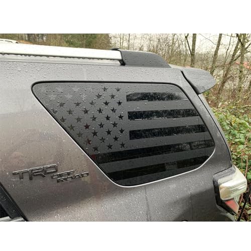 Image of Rear Flag Window Decal Fits Toyota 4Runner 5th Gen Accessories 2010-2017 2018 2019 2020 2021 2022 2023 2024, Precut Back Side Window Vinyl American Glass USA Sticker Exterior Accessories Matte Black