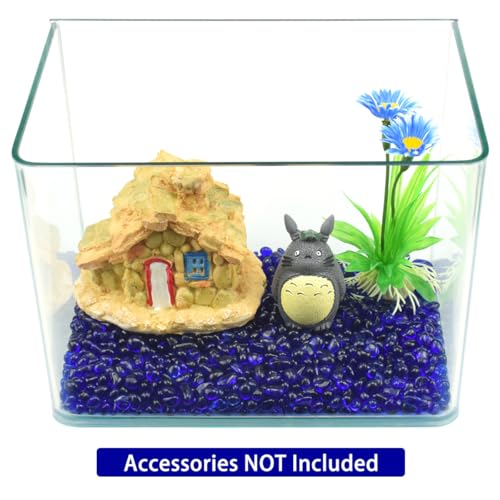 Image of WAYBER Glass Stones, 1Lb /460g Irregular Sea Glass Pebbles Non-Toxic Artificial Gemstones for Gem Display /Vase Filler /Terrarium Flowerpot Aquarium Turtle Tank Decoration, Dark Blue