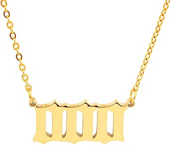 HUTINICE Angel Number Necklace For Women, 18K Gold Plated Dainty 111 222 333 444 555 666 777 888 999 Pendants Choker Chain Numerology Jewelry Birthday Gift