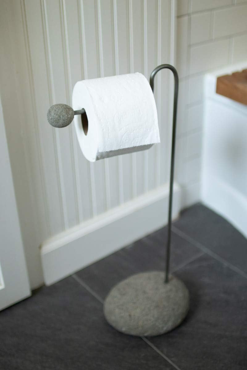 Kalalou H3546K Wire and River Rock Toilet Paper Stand