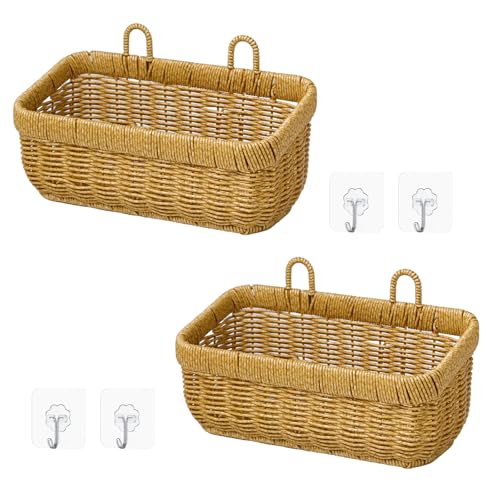 2 Piezas Cesta Colgante Tejida de Pared Cestas de Almacenamiento Tejidas
