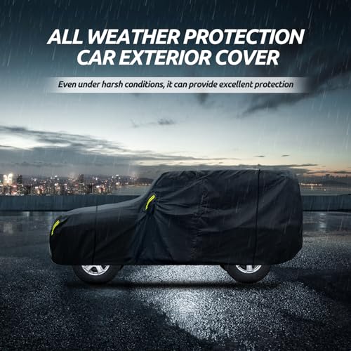 Image of Migaven Car Cover Custom Fit for Jeep Wrangler 2 Door 1987-2026 JK JL CJ YJ TJ, Waterproof Rain Sun Protection with Door Zipper & Inner Cotton