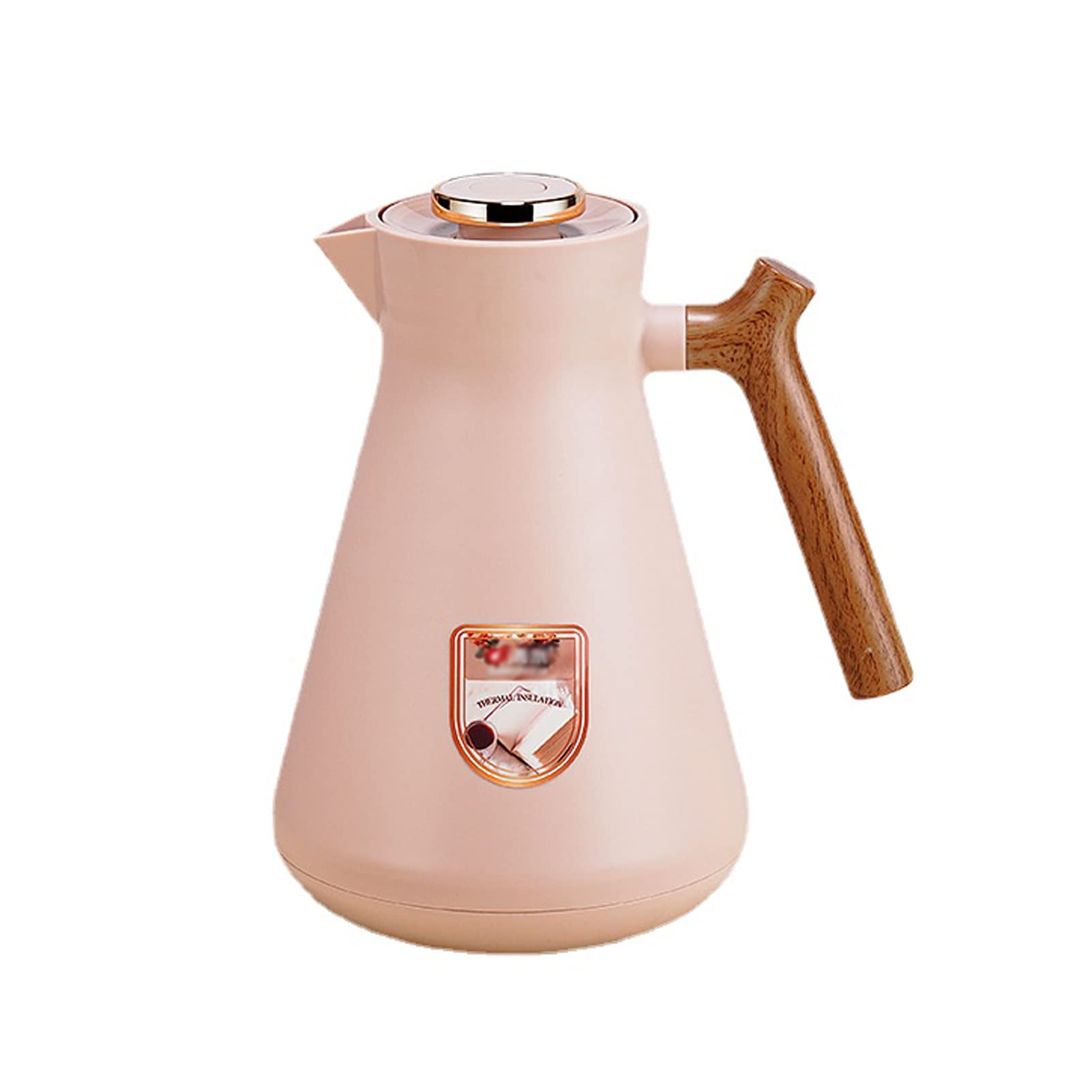 Thermoskanne Isolierkanne Vakuum Isolations, Heißer Und Kalter Thermosflasche, Kaffeekaraffe Mit Einfachem Sicherheitsschubknopf, Für Zuhause, Büro, Hotel (Braun,1L)