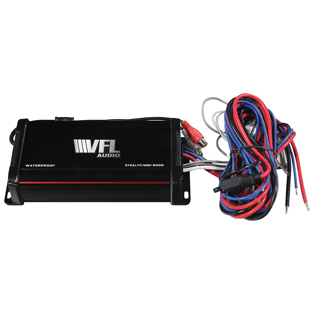 Generic American Bass VFL Audio 1000 Watt 2 Channel Car/Marine/Powersports Amplifier - Class D, Ohm Stable, Full Range, Bridgeable Stereo Amp Waterproof Weatherproof for Boat STEALTH MMC-2002