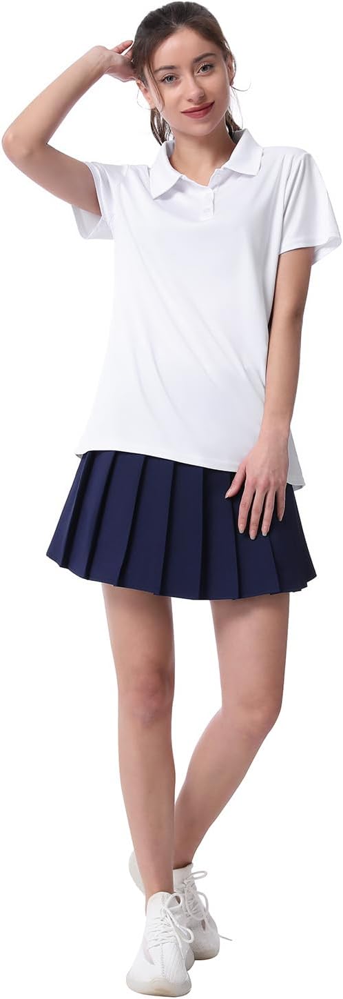 Women's Polo Tee Dry Fit Golf Shirt Moisture Wicking Short Sleeve Sport Activewear Golf Polo Tops Collar with Buttons Workout - Image 3