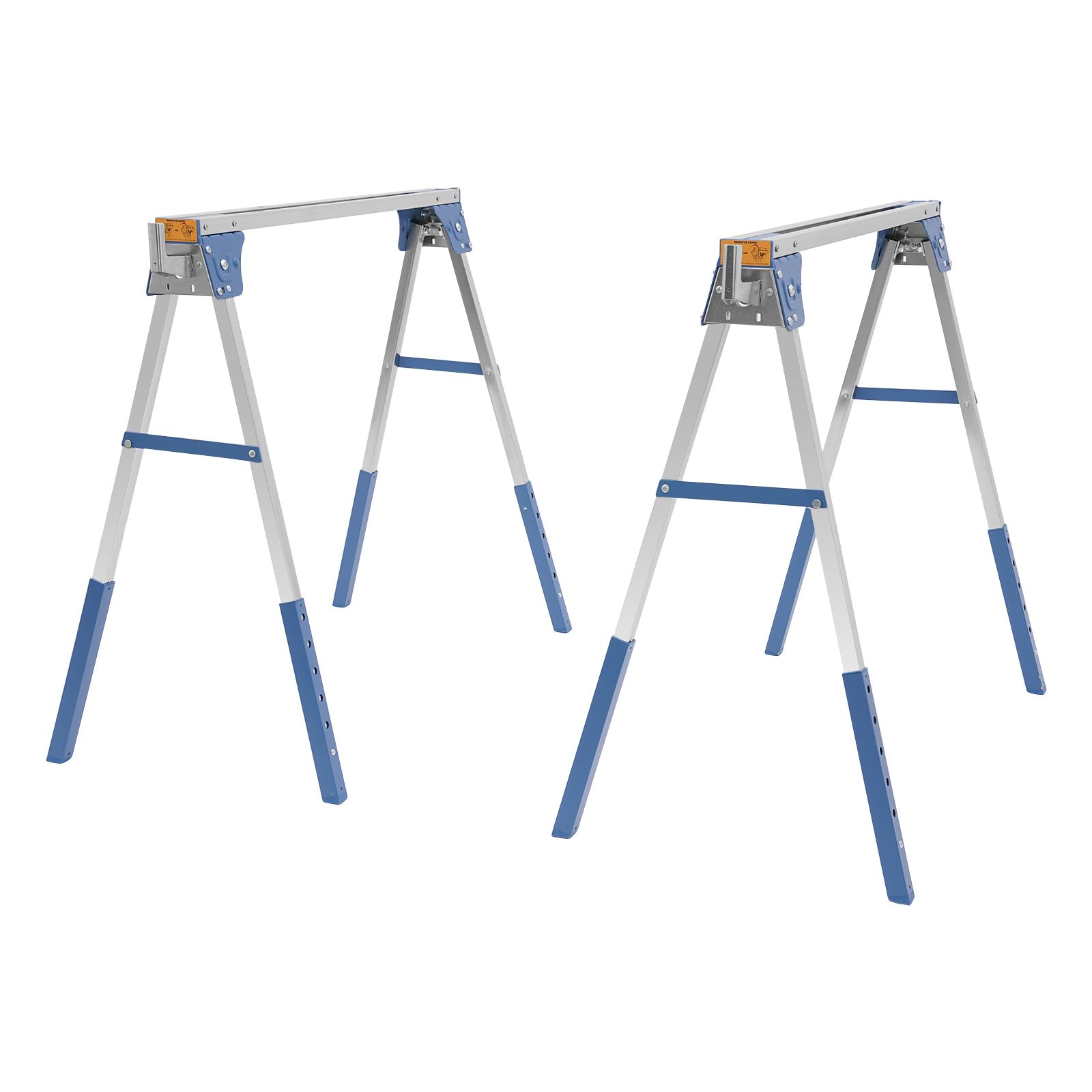 Set di 2 cavalletti pieghevoli da lavoro, portata 1200 kg, blu | MIit - 4 ganci, regolabili in altezza a 6 livelli, robusti ganci pieghevoli in acciaio al carbonio, ideali per lavoro
