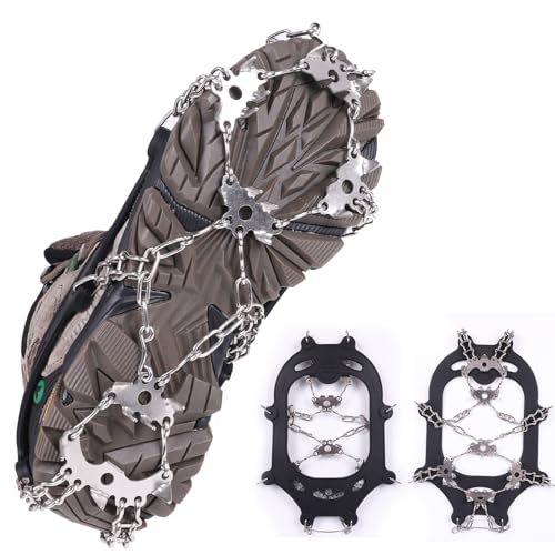 Crampons à glace à 24 pointes en acier inoxydable et silicone pour chaussures de randonnée