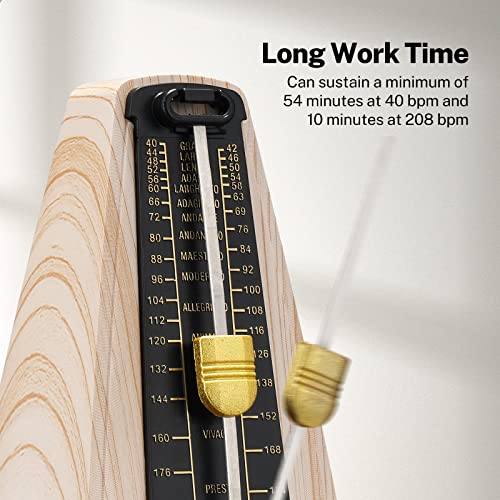 LEKATO Mechanisches Metronom für Klavier Gitarre Bass Violine Ukulele Schlagzeug Saxophon Banjo Mandoline - Visualisierung von Takt & Tempo, lauter Klang mit betonter Glocke, hohe Präzision, Beige