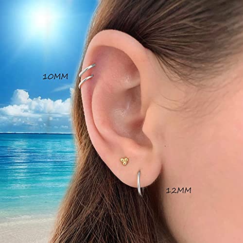 14k White Gold Endless Hoop Earrings, 14k Gold Thin Hoop Earrings, Cartilage Earrings, Helix Earring, Nose Hoop, Tragus Earring2