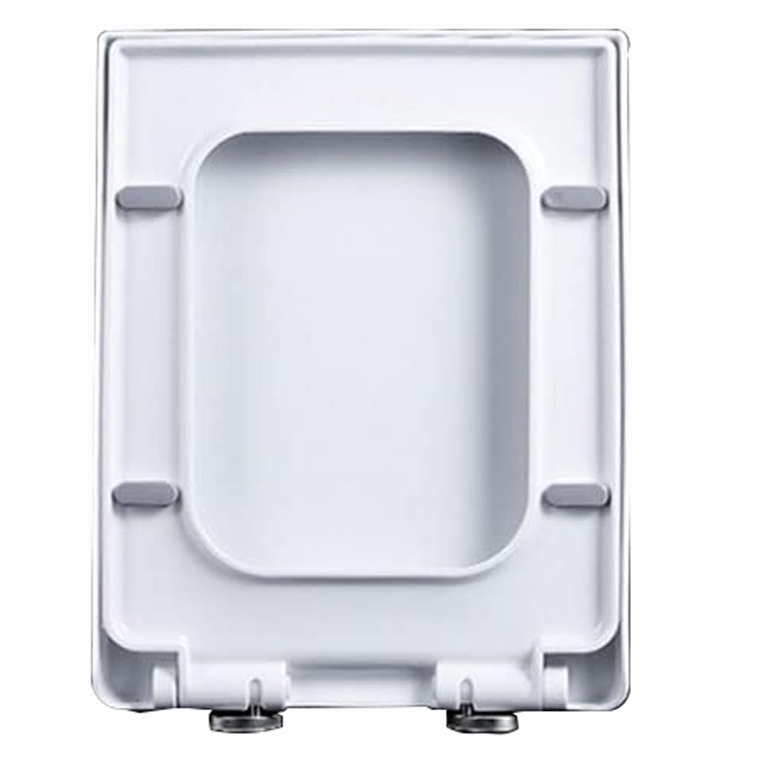 Tapa WC Universal, Asiento de Inodoro de Cierre Suave en Cuadrado con Liberación Rápida para una Fácil Limpieza, Tapadera WC de PP, Blanco, 35x45cm