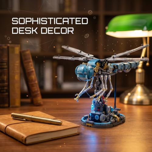 Image of Mechanical Dragonfly Building Blocks for Adults- Compatible with Lego, Insect Animal Model with Light & Display Stand, STEM Toys for Teens Home or Office Decor (866PCS)