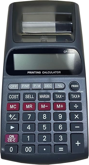 SQUADO Calcolatrice Stampa Scontrini Non Fiscali Per Uffici e Aziende, display LCD a 12 cifre per aziende Nera
