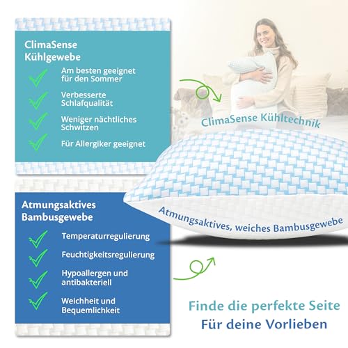 Ella Nackenstützkissen 40x80 – Ergonomisches Kopfkissen mit Verstellbarer Füllung –...