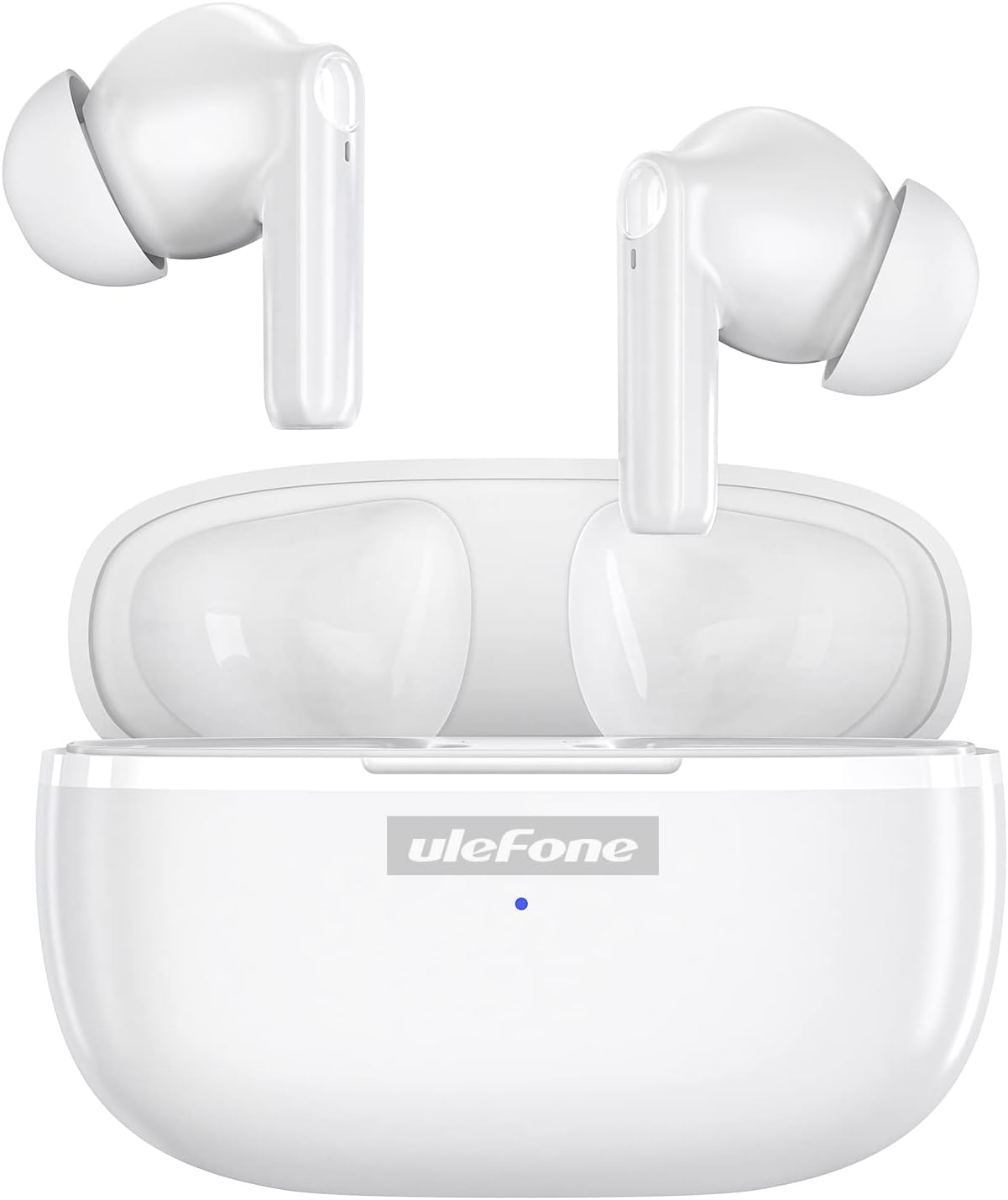 Wireless Headphones Earbuds, in Ear Microphone, Bluetooth 5.1, Type-C Charging, Touch Control, LED Display, for iPhone/Android/IOS, White