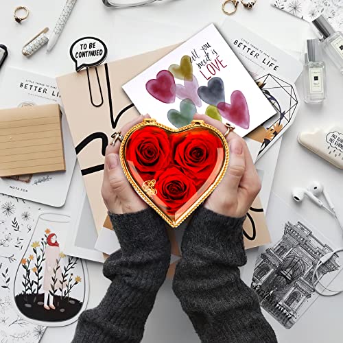 TGELATA Preserved Flowers Box, Fresh Flowers Birthday for Her, Mom Women, Forever Red Roses, Preserved Rose Romantic Gifts for Wife for Christmas Valentine's Day