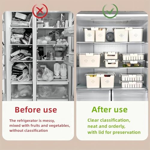 Image of Vasukie Divided Fridge Storage Boxes With 4 Serving Veggie Tray with Lid and Handle, Fridge Organizer with Removable 4 Compartment, Fridge Storage Containers (8 Compartment-2PC)