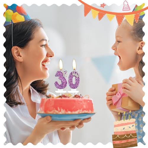 Bougies de 10e anniversaire violettes pour fête et gâteau de princesse