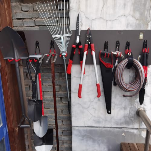 Image of 3-H Garage Wall Hooks 14 Pack,Garage Hooks Heavy Duty with Extra Welding Spots,Garage Hooks for Hanging,Garage Organizer for Garden,Lawn,Yard Tools,Chairs,Ladders,WeedEater,Shovel,Blower(Red)