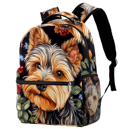 Sac à dos de voyage unique motif fleurs et chien pour cadeau