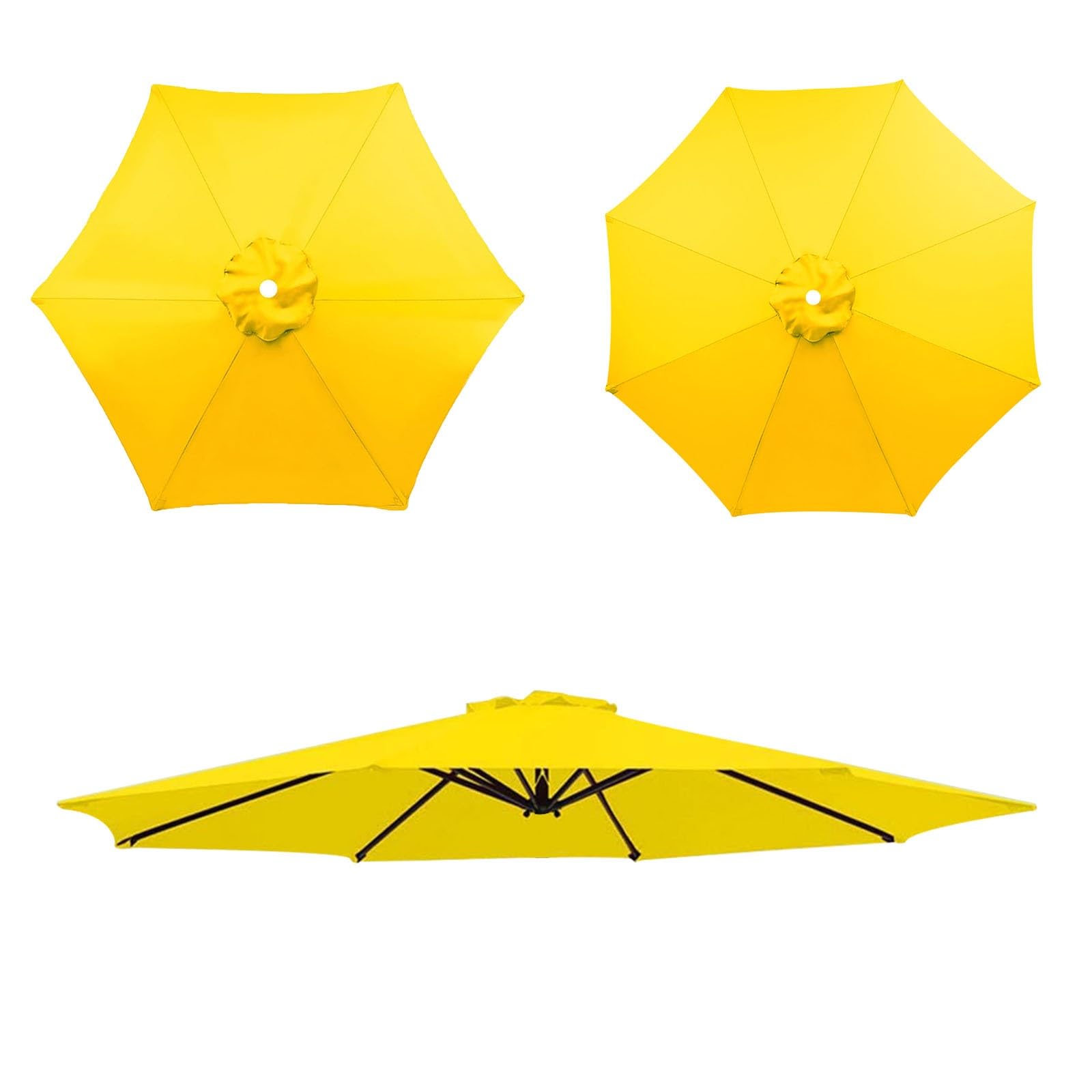 Replacement Parasol Cloth, Market Table Umbrella Canopy, Umbrella Canopy, waterproof, Umbrella Replacement Cloth, Replacement Parasol Fabric cover for Garden Umbrella(Yellow,6ribs:3.0m/9.8ft)